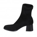 Woman's ankle boot in black elastic material and suede heel 5 - Available sizes:  33