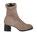 Botines para mujer con cremallera en gamuza y material elástico beis tacon 5 - Tallas disponibles:  43, 44