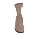 Stivaletto da donna con cerniera in camoscio ed elasticizzato beige tacco 5 - Misure disponibili: 43, 44