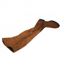 Botas a la rodilla para mujer en gamuza y material elastico cognac con media cremallera tacon 3 - Tallas disponibles:  42, 43