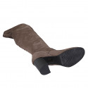 Botas sobre la rodilla para mujer en gamuza y material elastico taupe con media cremallera tacon 7 - Tallas disponibles:  33, 42, 43