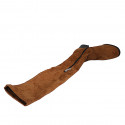 Stivale sopra al ginocchio da donna in camoscio ed elasticizzato color cuoio con mezza cerniera tacco 5 - Misure disponibili: 32, 34, 43