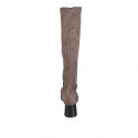 Bota para mujer con media cremallera en material elastico y gamuza taupe tacon 5 - Tallas disponibles:  33, 42