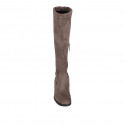 Stivale da donna con mezza cerniera in camoscio ed elasticizzato taupe tacco 5 - Misure disponibili: 33, 42