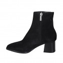 Woman's pointy ankle boot with zipper in black suede heel 5 - Available sizes:  34, 42, 44