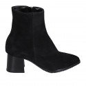 Woman's pointy ankle boot with zipper in black suede heel 5 - Available sizes:  34, 42, 44