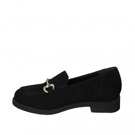 Mocassin pour femmes avec accessoire et semelle amovible en daim noir talon 3 - Pointures disponibles:  31, 32 2