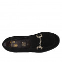 Woman's mocassin with accessory and removable insole in black suede heel 3 - Available sizes:  31, 32