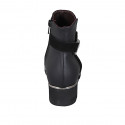 Botines para mujer con plantilla extraible, accesorio y cremallera en piel y gamuza negra cuña 4 - Tallas disponibles:  42