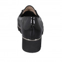 Woman's mocassin with accessory, elastic bands and removable insole in black patent leather and leather wedge heel 4 - Available sizes:  45