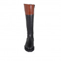 Bottes pour femmes en cuir noir et cognac avec fermeture éclair talon 4 - Pointures disponibles:  33