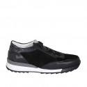 Zapato deportivo con cordones y plantilla extraible para mujer en gamuza y piel negra cuña 4 - Tallas disponibles:  42