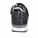 Zapato deportivo con cordones y plantilla extraible para mujer en gamuza y piel negra cuña 4 - Tallas disponibles:  42
