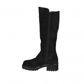 Bottes pour femmes avec fermeture éclair en daim et matériau elastique noir talon 5 - Pointures disponibles:  32, 43, 44 2
