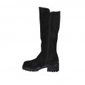 Bota para mujer con cremallera en material elastico y gamuza negra tacon 5 - Tallas disponibles:  32, 43, 44