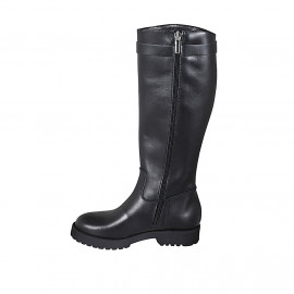 Woman's boot in black leather with zipper and accessory heel 3 - Available sizes:  32, 33 2