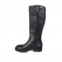 Stivale da donna in pelle nera con accessorio e cerniera tacco 3 - Misure disponibili: 32, 33