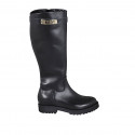 Bottes pour femmes en cuir noir avec fermeture éclair et accessoire talon 3 - Pointures disponibles:  32, 33