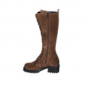Bota para mujer con cordones et cremallera en gamuza marron tacon 5 - Tallas disponibles:  32