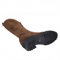 Woman's laced boot with zipper in brown suede heel 5 - Available sizes:  32