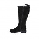 Bottes pour femmes avec lacets posterieur et fermeture éclair en daim noir talon 3 - Pointures disponibles:  32