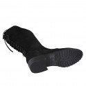 Woman's boot with zipper and backside laces in black suede heel 3 - Available sizes:  32