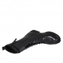Woman's laced ankle boot with buckles and zipper in black leather heel 3 - Available sizes:  32