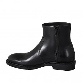 Bottines pour hommes avec fermeture éclair en cuir de couleur noir - Pointures disponibles:  36, 38, 46, 47, 49 2