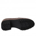 Woman's mocassin with chain, elastics and removable insole in taupe suede heel 5 - Available sizes:  42