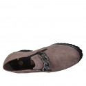 Woman's mocassin with chain, elastics and removable insole in taupe suede heel 5 - Available sizes:  42