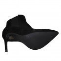 Woman's pointy ankle boot with elastic bands in black suede heel 10 - Available sizes:  32, 42, 43