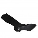 Botas a punta sobre la rodilla en gamuza negra y material elastico para mujer tacon 7 - Tallas disponibles:  33, 42, 43