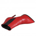 Woman's pointy ankle boot with elastic bands in red leather with heel 10 - Available sizes:  42
