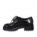 Zapato derby con cordones para mujer en charol negro tacon 4 - Tallas disponibles:  45