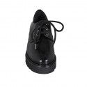 Zapato derby con cordones para mujer en charol negro tacon 4 - Tallas disponibles:  45