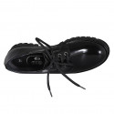 Woman's laced derby shoe in black patent leather heel 4 - Available sizes:  45