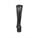 Bota para mujer con cremallera en piel lisa negra tacon 4 - Tallas disponibles:  43, 44