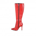 Bota a punta para mujer con cremallera en piel roja tacon 10 - Tallas disponibles:  32, 33, 42