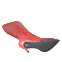 Bota a punta para mujer con cremallera en piel roja tacon 10 - Tallas disponibles:  32, 33, 42