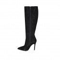 Botas a punta en gamuza negra con cremallera para mujer tacon 10 - Tallas disponibles:  34