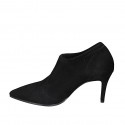 Chaussure haute à bout pointu pour femmes en daim et materiau élastique noir talon 8 - Pointures disponibles:  33, 42, 43
