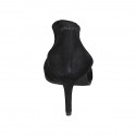 Woman's pointy highfronted shoe in black suede and elastic material heel 8 - Available sizes:  33, 42, 43