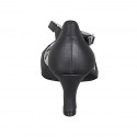 Scarpa da ballo con cinturino incrociato in pelle nera tacco 8 - Misure disponibili: 33, 43
