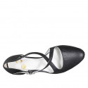 Chaussure de danse avec courroie croisé en cuir noir talon 8 - Pointures disponibles:  33, 43