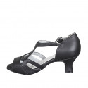 Chaussure de danse avec courroie en cuir noir talon 6 - Pointures disponibles:  32, 34, 42