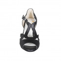 Zapato de baile con cinturon en piel negra tacon 6 - Tallas disponibles:  32, 34, 42