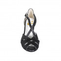 Scarpa da ballo a punta aperta con cinturino incrociato in pelle nera tacco 8 - Misure disponibili: 33, 42