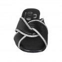 Woman's mules with rhinestones in black leather heel 2 - Available sizes:  32, 42