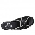 Mule avec strass pour femmes en cuir noir talon 2 - Pointures disponibles:  32, 42