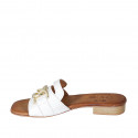 Sabo para mujer con cadena en piel blanca tacon 2 - Tallas disponibles:  42